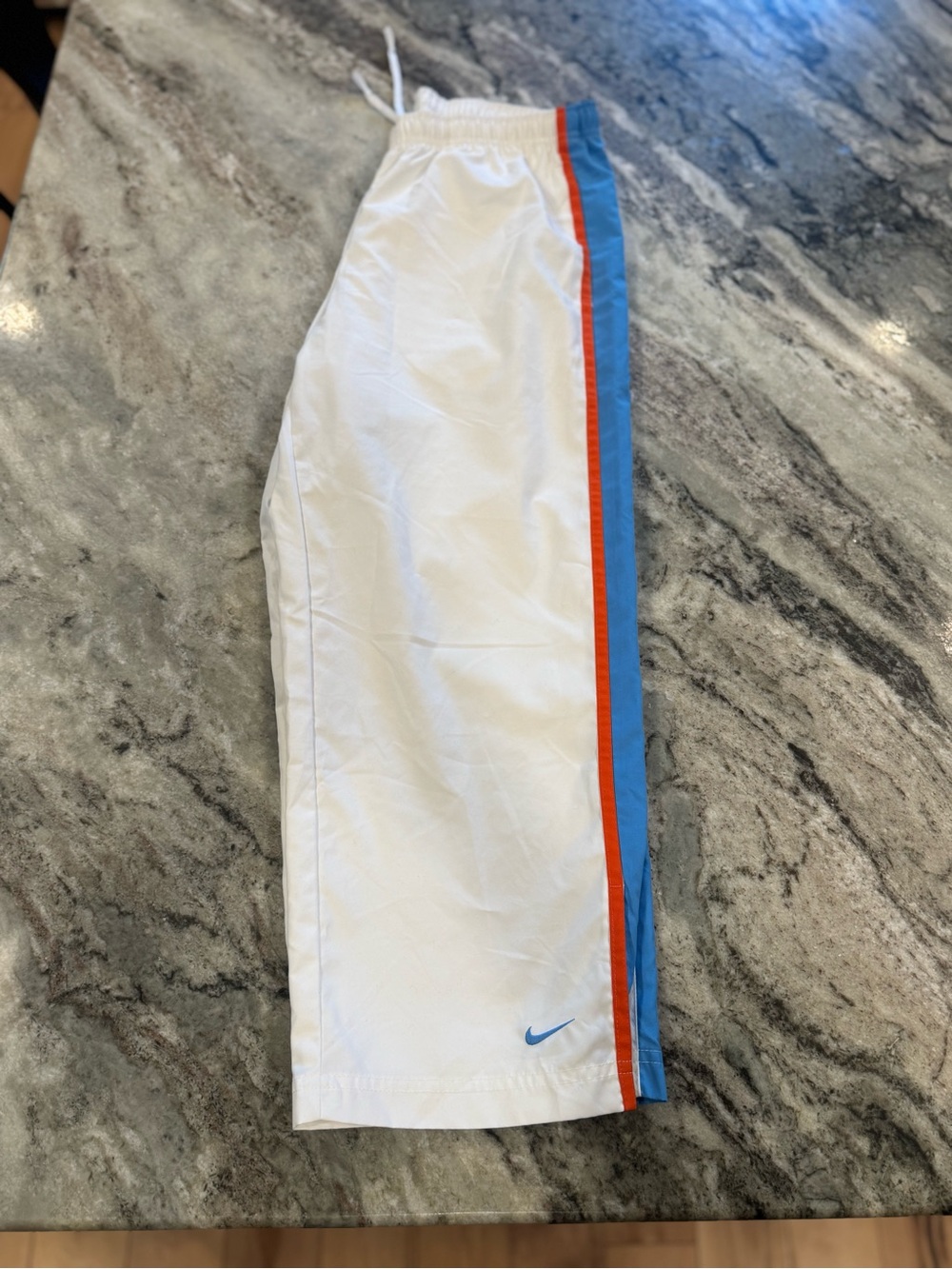 Nike White Kids Joggers with Blue and Orange Side Stripes Men’s or Woman’s
